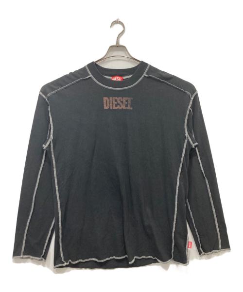 DIESEL（ディーゼル）DIESEL (ディーゼル) オーバーロックステッチロンT ブラック サイズ:Mの古着・服飾アイテム