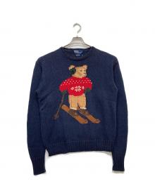 POLO RALPH LAUREN（ポロ・ラルフローレン）の古着「ポロベアリネン混コットンニット」｜ネイビー