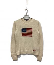 RALPH LAUREN SPORT（ラルフローレン スポーツ）の古着「星条旗コットンニット」｜アイボリー
