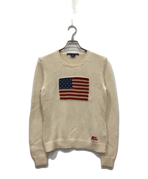 RALPH LAUREN SPORT（ラルフローレン スポーツ）RALPH LAUREN SPORT (ラルフローレン スポーツ) 星条旗コットンニット アイボリー サイズ:Lの古着・服飾アイテム