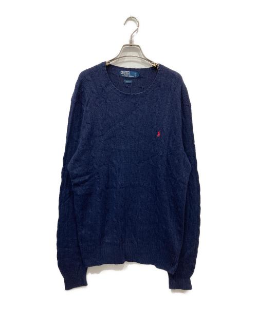 POLO RALPH LAUREN（ポロ・ラルフローレン）POLO RALPH LAUREN (ポロ・ラルフローレン) シルクケーブルニット ネイビー サイズ:Lの古着・服飾アイテム