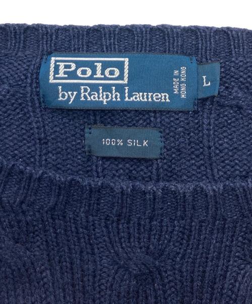 POLO RALPH LAUREN（ポロ・ラルフローレン）POLO RALPH LAUREN (ポロ・ラルフローレン) シルクケーブルニット ネイビー サイズ:Lの古着・服飾アイテム