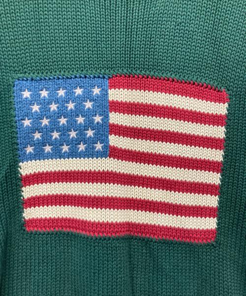 POLO RALPH LAUREN（ポロ・ラルフローレン）POLO RALPH LAUREN (ポロ・ラルフローレン) 星条旗コットンニット グリーン サイズ:XLの古着・服飾アイテム