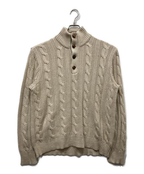 POLO RALPH LAUREN（ポロ・ラルフローレン）POLO RALPH LAUREN (ポロ・ラルフローレン) ハーフボタンシルクニット アイボリー サイズ:XLの古着・服飾アイテム