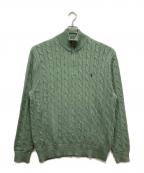 POLO RALPH LAURENポロ・ラルフローレン）の古着「ハーフジップコットンニット」｜グリーン