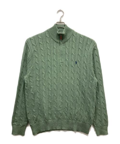 POLO RALPH LAUREN（ポロ・ラルフローレン）POLO RALPH LAUREN (ポロ・ラルフローレン) ハーフジップコットンニット グリーン サイズ:XLの古着・服飾アイテム
