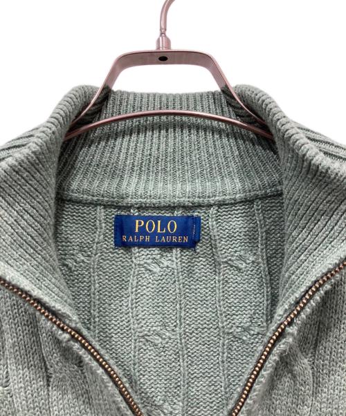 POLO RALPH LAUREN（ポロ・ラルフローレン）POLO RALPH LAUREN (ポロ・ラルフローレン) ハーフジップコットンニット グリーン サイズ:XLの古着・服飾アイテム
