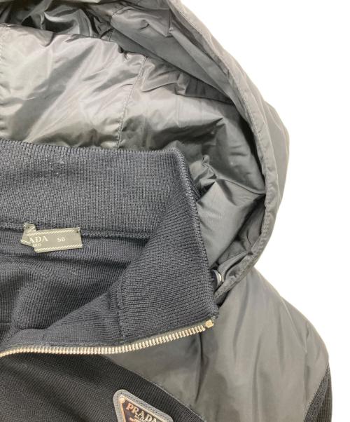 PRADA（プラダ）PRADA (プラダ) 異素材切替フードパーカー ネイビー サイズ:50の古着・服飾アイテム