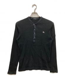 BURBERRY BLACK LABEL（バーバリーブラックレーベル）の古着「ヘンリーネックカットソー」｜ブラック