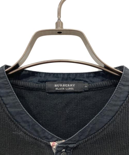 BURBERRY BLACK LABEL（バーバリーブラックレーベル）BURBERRY BLACK LABEL (バーバリーブラックレーベル) ヘンリーネックカットソー ブラック サイズ:2の古着・服飾アイテム