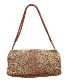 BOTTEGA VENETA（ボッテガベネタ）の古着「ハラコレオパードショルダーバッグ」｜ベージュ×ピンク