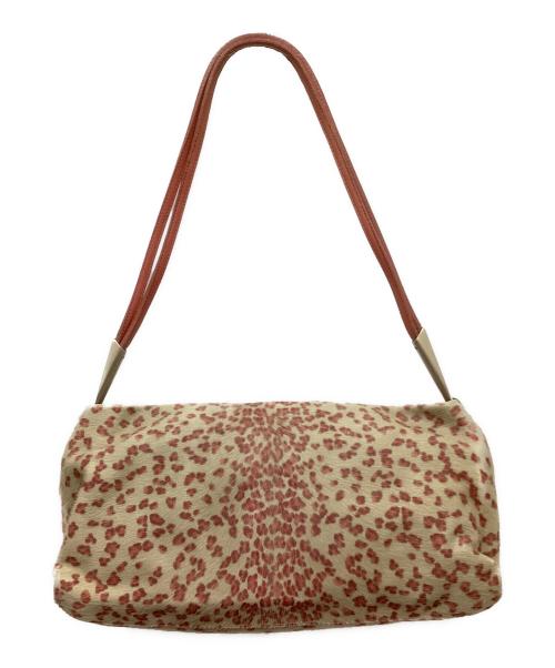 BOTTEGA VENETA（ボッテガベネタ）BOTTEGA VENETA (ボッテガベネタ) ハラコレオパードショルダーバッグ ベージュ×ピンクの古着・服飾アイテム
