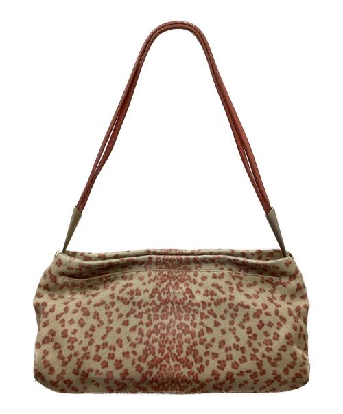 BOTTEGA VENETA（ボッテガベネタ）BOTTEGA VENETA (ボッテガベネタ) ハラコレオパードショルダーバッグ ベージュ×ピンクの古着・服飾アイテム