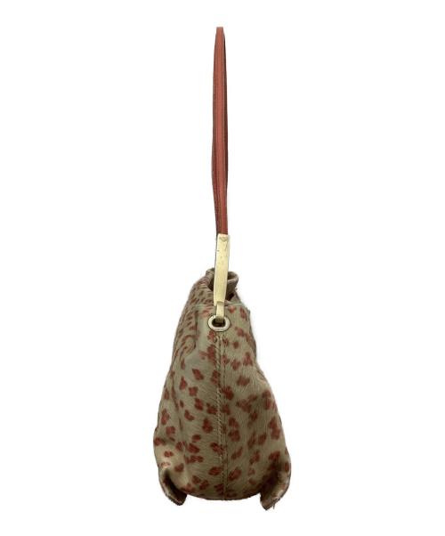 BOTTEGA VENETA（ボッテガベネタ）BOTTEGA VENETA (ボッテガベネタ) ハラコレオパードショルダーバッグ ベージュ×ピンクの古着・服飾アイテム