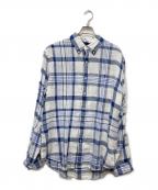 RALPH LAURENラルフローレン）の古着「リネンチェックシャツ」｜ブルー
