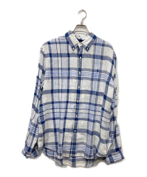 RALPH LAUREN（ラルフローレン）RALPH LAUREN (ラルフローレン) リネンチェックシャツ ブルー サイズ:Lの古着・服飾アイテム
