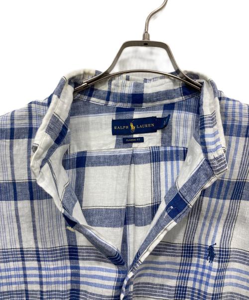 RALPH LAUREN（ラルフローレン）RALPH LAUREN (ラルフローレン) リネンチェックシャツ ブルー サイズ:Lの古着・服飾アイテム