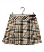 BURBERRY BLUE LABELバーバリー ブルー レーベル）の古着「ノバチェック プリーツスカート」｜ベージュ×レッド