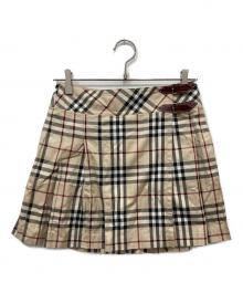 BURBERRY BLUE LABEL（バーバリー ブルー レーベル）の古着「ノバチェック プリーツスカート」｜ベージュ×レッド