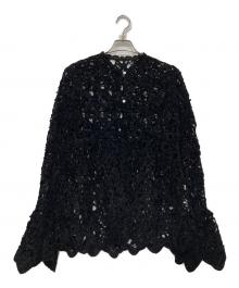 Ameri（アメリ）の古着「UND VELOUR LACE PEPLUM KNIT TOP」｜ブラック