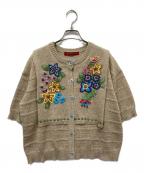 OLLEBOREBLAアルベロベロ）の古着「花刺繍ニットカーディガン」｜ベージュ