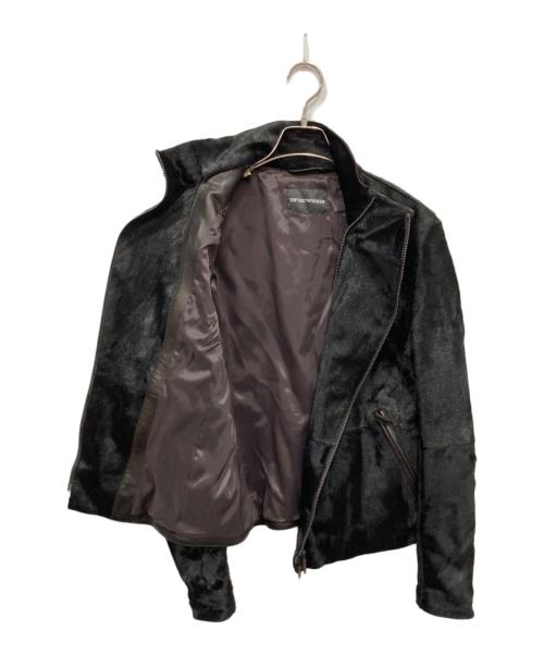EMPORIO ARMANI（エンポリオ アルマーニ）EMPORIO ARMANI (エンポリオ アルマーニ) ハラコライダースジャケット ブラック サイズ:44の古着・服飾アイテム