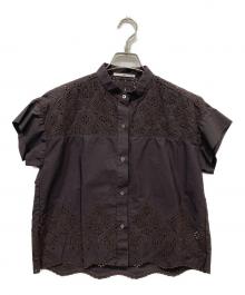 ticca（ティッカ）の古着「レースフレンチシャツ スカラップ」｜ブラウン