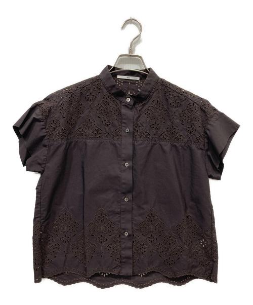 ticca（ティッカ）ticca (ティッカ) レースフレンチシャツ スカラップ ブラウン サイズ:Freeの古着・服飾アイテム