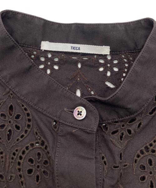 ticca（ティッカ）ticca (ティッカ) レースフレンチシャツ スカラップ ブラウン サイズ:Freeの古着・服飾アイテム