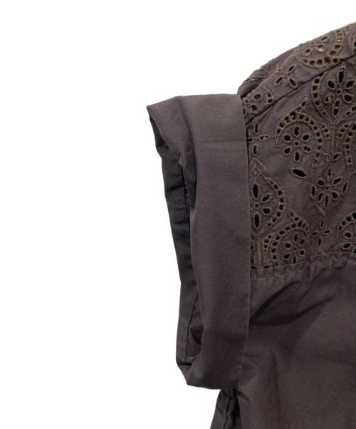ticca（ティッカ）ticca (ティッカ) レースフレンチシャツ スカラップ ブラウン サイズ:Freeの古着・服飾アイテム