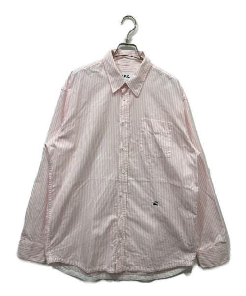 A.P.C.（アーペーセー）A.P.C. (アーペーセー) LACOSTE (ラコステ) ストライプシャツ ピンク サイズ:Mの古着・服飾アイテム