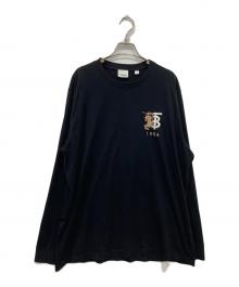BURBERRY LONDON（バーバリーロンドン）の古着「ホースロゴロングスリーブカットソー」｜ブラック