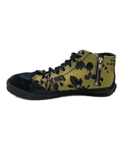 GROUND Y（グラウンドワイ）GROUND Y (グラウンドワイ) ジャガードミッドカットスニーカー グリーン×カーキ サイズ:LLの古着・服飾アイテム
