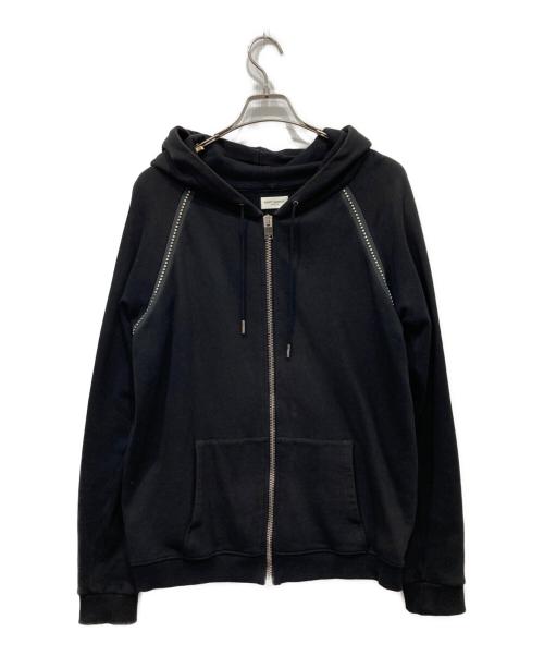 Saint Laurent Paris（サンローランパリ）Saint Laurent Paris (サンローランパリ) スタッズデザインジップスウェットパーカー ブラック サイズ:Mの古着・服飾アイテム