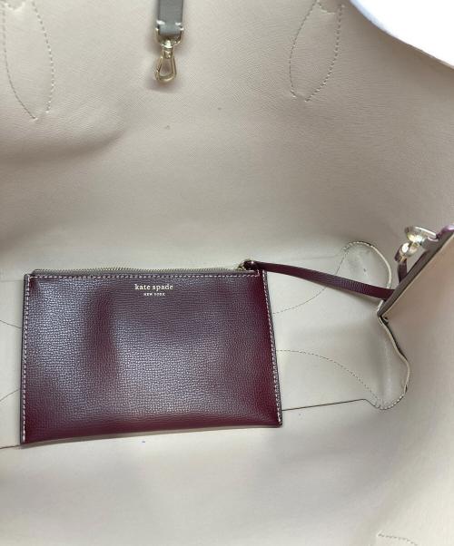 Kate Spade（ケイトスペード）Kate Spade (ケイトスペード) トートバッグ グレー×ワインレッドの古着・服飾アイテム