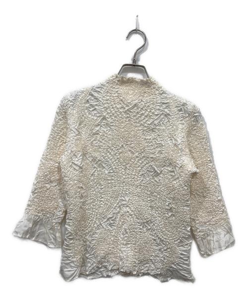 PEPLUM by YOSHIKI HISHINUMA（ペプラム バイ ヨシキヒシヌマ）PEPLUM by YOSHIKI HISHINUMA (ペプラム バイ ヨシキヒシヌマ) バックボタンシワ加工ブラウス ホワイト サイズ:2の古着・服飾アイテム