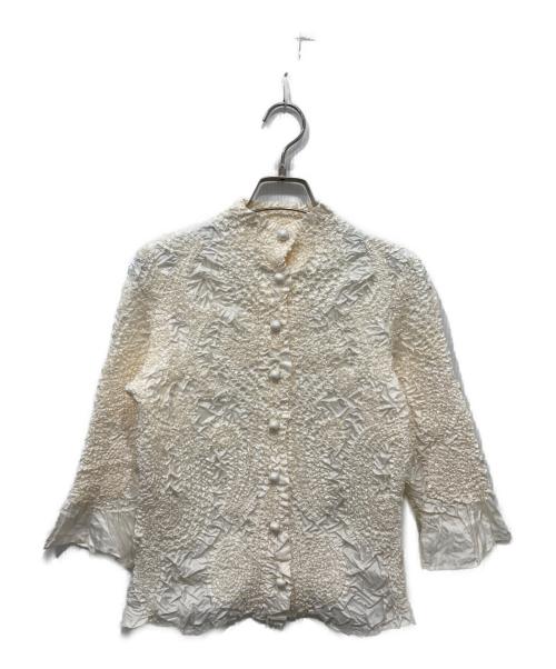 PEPLUM by YOSHIKI HISHINUMA（ペプラム バイ ヨシキヒシヌマ）PEPLUM by YOSHIKI HISHINUMA (ペプラム バイ ヨシキヒシヌマ) バックボタンシワ加工ブラウス ホワイト サイズ:2の古着・服飾アイテム
