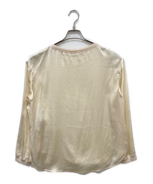 DES PRES（デ プレ）DES PRES (デ プレ) ストレッチシルクサテン ラウンドネックブラウス アイボリー サイズ:36の古着・服飾アイテム