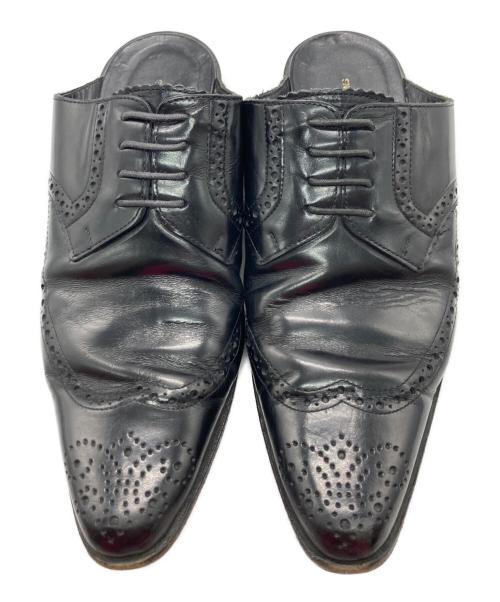 tricot COMME des GARCONS（トリココムデギャルソン）tricot COMME des GARCONS (トリココムデギャルソン) ウィングチップレザーミュール ブラック サイズ:22.5ｃｍの古着・服飾アイテム