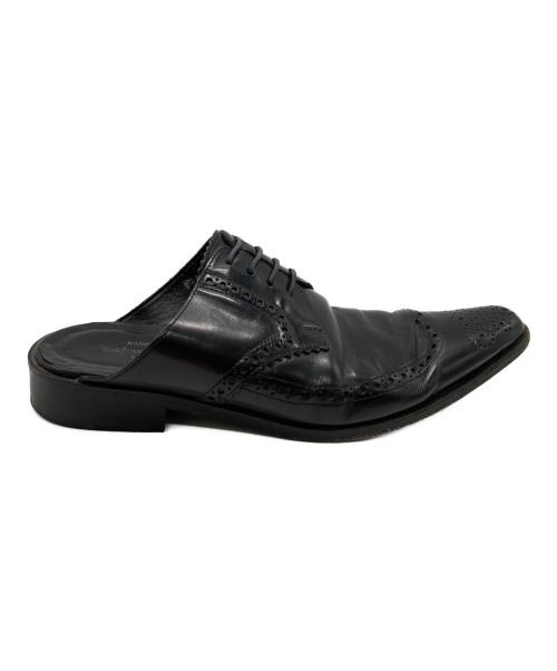 tricot COMME des GARCONS（トリココムデギャルソン）tricot COMME des GARCONS (トリココムデギャルソン) ウィングチップレザーミュール ブラック サイズ:22.5ｃｍの古着・服飾アイテム