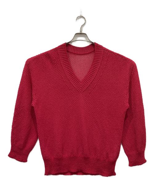 Noble（ノーブル）Noble (ノーブル) ペーパーヤーンVネック プルオーバー レッド サイズ:FREEの古着・服飾アイテム
