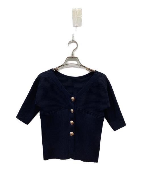 Noble（ノーブル）Noble (ノーブル) ゴールドボタンVネックリブニット ネイビー サイズ:FREEの古着・服飾アイテム