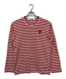 PLAY COMME des GARCONS（プレイコムデギャルソン）の古着「ハートロゴボーダーカットソー」｜レッド