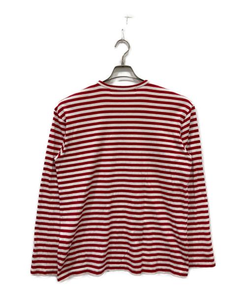 PLAY COMME des GARCONS（プレイコムデギャルソン）PLAY COMME des GARCONS (プレイコムデギャルソン) ハートロゴボーダーカットソー レッド サイズ:XLの古着・服飾アイテム
