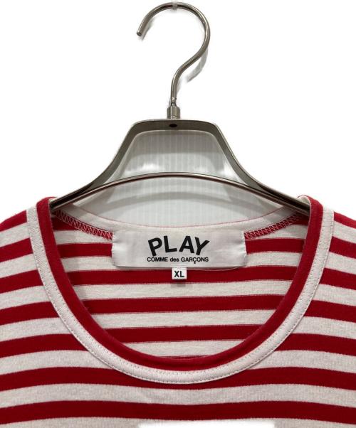 PLAY COMME des GARCONS（プレイコムデギャルソン）PLAY COMME des GARCONS (プレイコムデギャルソン) ハートロゴボーダーカットソー レッド サイズ:XLの古着・服飾アイテム