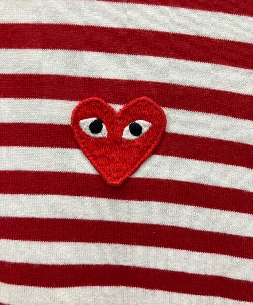 PLAY COMME des GARCONS（プレイコムデギャルソン）PLAY COMME des GARCONS (プレイコムデギャルソン) ハートロゴボーダーカットソー レッド サイズ:XLの古着・服飾アイテム