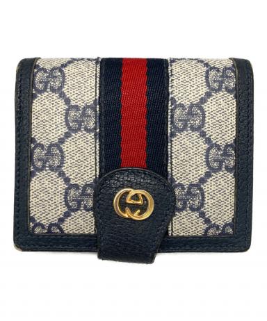 中古・古着通販】GUCCI (グッチ) マイクロGG2つ折り財布 ネイビー