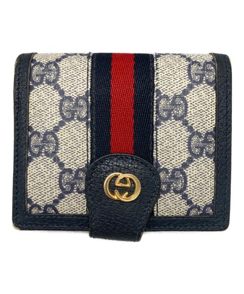 GUCCI（グッチ）GUCCI (グッチ) マイクロGG2つ折り財布 ネイビーの古着・服飾アイテム