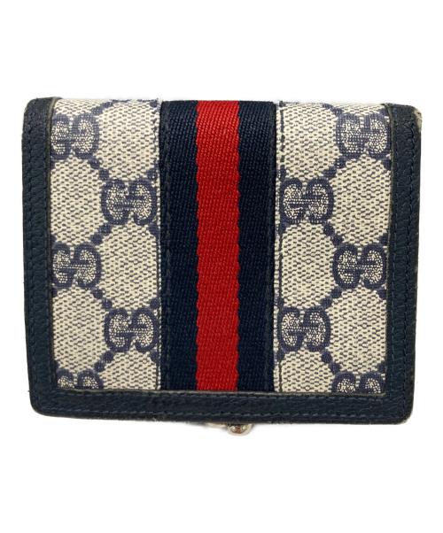 GUCCI（グッチ）GUCCI (グッチ) マイクロGG2つ折り財布 ネイビーの古着・服飾アイテム