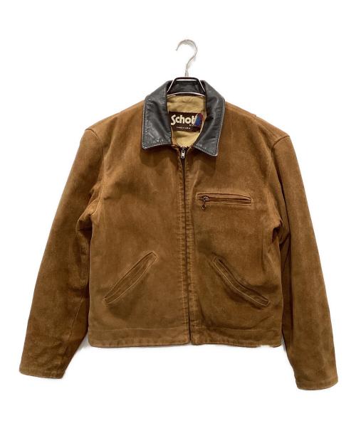 Schott（ショット）Schott (ショット) 襟切替スエードレザージャケット ブラウン サイズ:40の古着・服飾アイテム